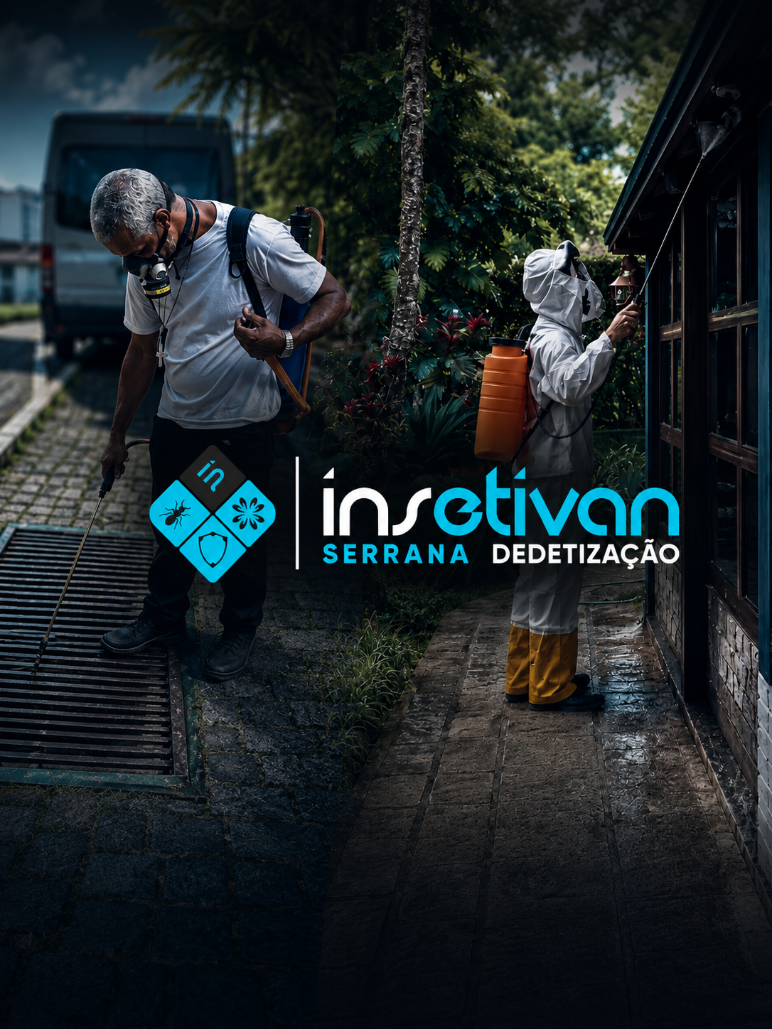 Equipe da Insetivan Serrana realizando serviço de dedetização